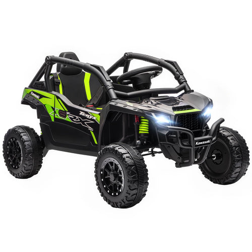 Buggy électrique enfant Kawasaki Teryx KRX, arceau tubulaire, pare-buffle et pneus crantés